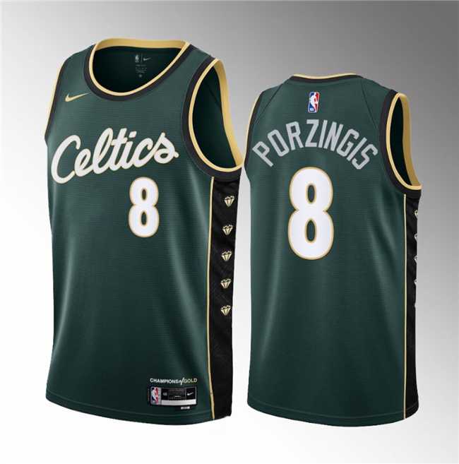 Men%27s Boston Celtics #8 Kristaps Porzingis Green2023 Draft City Edition Stitched Basketball Jersey Dzhi->boston celtics->NBA Jersey